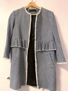 【2回のみ着用、美品】ZARA ザラ ツイードチェックコート Sサイズ