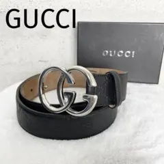 GUCCI グッチ ベルト マーモント GG シマ レザー 本革 ブラック