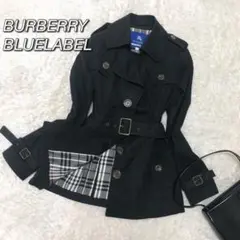 美品 バーバリーブルーレーベル トレンチコート ノバチェック シングル 黒 38