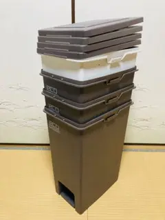 45L ゴミ箱 ブラウンと白　4個