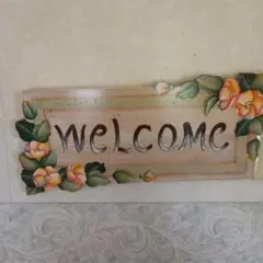 トールペイント ウェルカムボード 花のデザイン