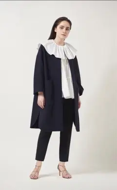 yori ヨリ 2019AW ノーカラーウールコート 36