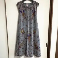 未使用タグ付き JAGANNATH インド綿 エプロンドレスワンピース グレー