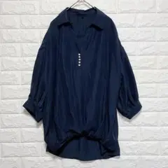 美品♡r•p・s アールピーエス　スキッパーブラウス　パール　七分袖　お尻隠れる