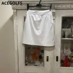 美品 ACEGOLFS スカート XS ホワイト ウエストゴム ゴルフウェア