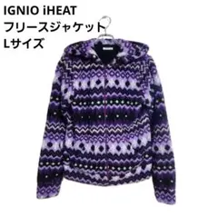 IGNIO iHEAT フリースジャケット パープル ノルディック柄 L 秋冬