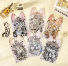 【夏セール】猫ちゃん フレークシール 6種各20枚入