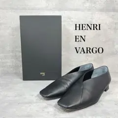 HENRI EN VARGO ソフィア ブラック スクエアトゥ レザーパンプス