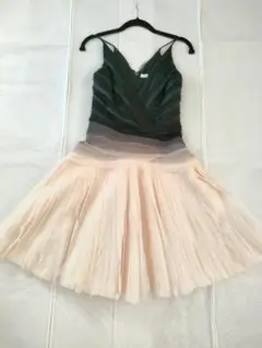 Halstonホルストン　バレリーナ風ドレスワンピース　バイカラー　黒×薄ピンク