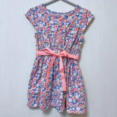 carter’sのワンピース2t(90)　花柄　ピンクのウエストリボン