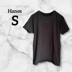 Hanes【S】 ブラック 半袖Tシャツ 黒 トップス カジュアル ヘインズ