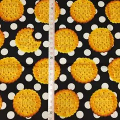 オックス ビスケット 水玉 黒 約110cm×50cm