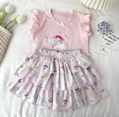 セール　女の子可愛い　半袖シャツ　フリルスカートセット　肌に優しく120