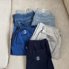 無印良品　デニムハーフパンツ・ジャージーハーフパンツ等キッズボトムス5点セット