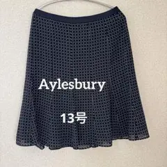 Aylesbury ネイビー ドット柄 フレアスカート