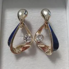 イヤリング　ゴールド×ブルー　日本製