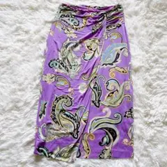 ETRO エトロ ペイズリー柄タイトスカート パープル 42