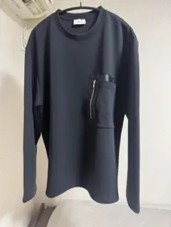 COLUMN ブラック 長袖 Tシャツ　フェイクレザー