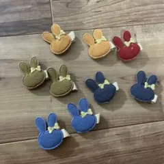 ウサギ型コーデュロイヘアクリップ9個セット
