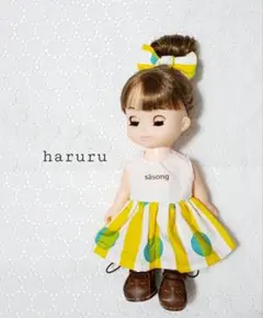 メルちゃん服　ソランちゃん服　レミンちゃん服　ボーダー水玉イエロー
