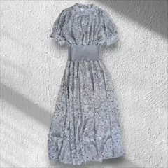 スタイルアップ✨️シフォン ロング ワンピース グレー L 体型カバー オシャレ