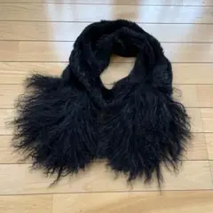 黒ファーフリンジマフラー