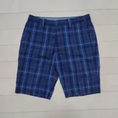 UNIQLOユニクロ ネイビー ブルーチェック柄 ショートパンツ S