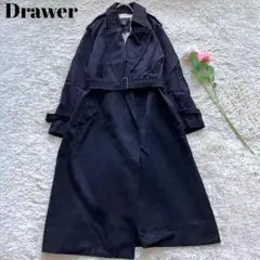 ドゥロワー Drawer トレンチコート ロング丈 ブラック ベルト ウール