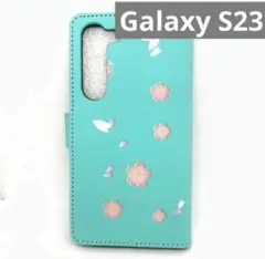 【新品未使用】Galaxy S23 ケース 手帳型 グリーン 桜 手帳型ケース