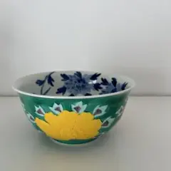 Ｍ５４２　鉢　『平安　高島洸春造』『黄交趾』『牡丹絵』『深鉢』　共箱　菓子器 京焼 清水焼 洸春窯 高島洸春 黄交趾鉢 牡丹紋 菓子鉢 菓子器