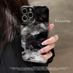スマホケース 黒 墨 Max マーブル iPhone15Pro 【前回完売】