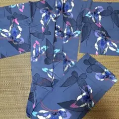 ゆかた　レディース　浴衣　綿100% 　 　青地に蝶々の柄