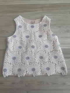 最新値下げ(^^) petit main 花柄刺繍 ノースリーブ 100