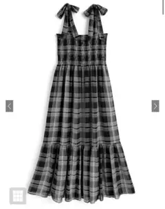 GRL グレイル シフォンチェック柄リボンショルダーワンピース