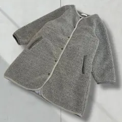 2860【クラウドナイン】ノーカラーコート　ボアジャケット　グレー　Ｍ　Ｌ　秋冬