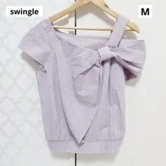 【 新品タグ付き 】swingle スウィングル 半袖 リボン ブラウス M