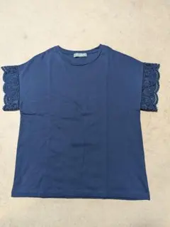 【UNlTED ARROWS】 ネイビー レース付きTシャツ