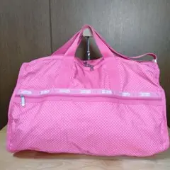 極美品 レスポートサック 大容量ボストンバッグ 水玉ピンク