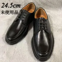 D185【未使用】革靴 マニッシュシューズ 黒【24.5cm】4E ユーチップ