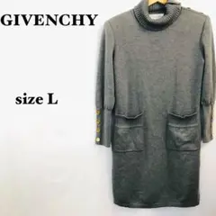 【極美品】GIVENCHY ニットワンピース ゴールド ボタン Lサイズ