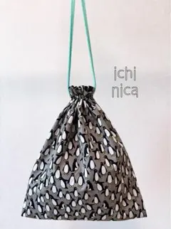 【ペンギン柄】体操着袋・大きめ巾着袋（グレー）