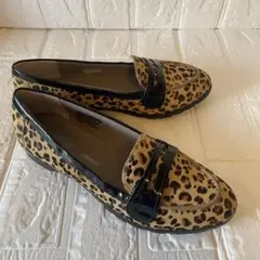 【美品】ROCKPORT（ロックポート）レオパード柄 コインローファー23cm