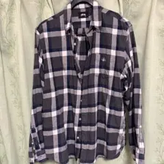 Stussy XL ネルシャツ ネイビー/ホワイトチェック