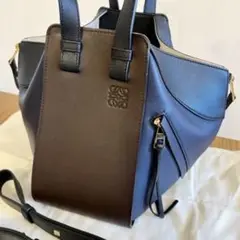 LOEWE ロエベ ハンモック バッグ スモール ネイビー×ブラウン×ブラック