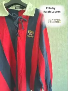 Polo by Ralph Lauren ラガーロングT 赤/紺 ※リメイク商品