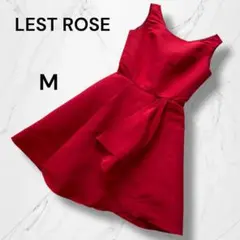 【LEST ROSE】ノースリーブミニフレアパーティードレスワンピース　赤M