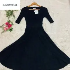 新品タグ付き MADISONBLUE リブVネックリネンフィットフレアワンピース