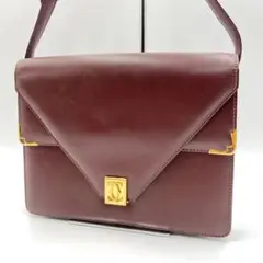 美品✨カルティエ ショルダーバッグ マストライン C金具 レザー ボルドー