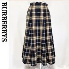 極美品 バーバリー フレアスカート ロングスカート チェック柄 ふんわり 秋冬