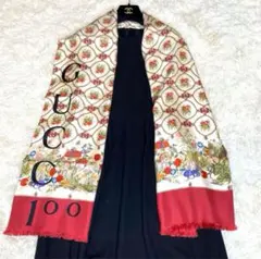 GUCCI グッチ シルク100％ キノコ きのこ 落ち葉 スカーフ GUCCI グッチ シルク100％ キノコ きのこ 落ち葉 スカーフ